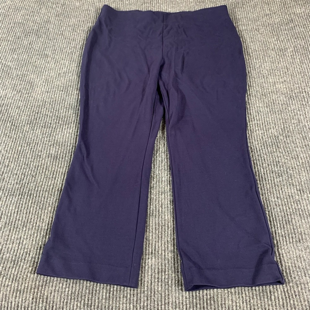 Talbots Pants Womens 12 P Blue Flat Front Pull On Montauk Stretch Dress Comfort